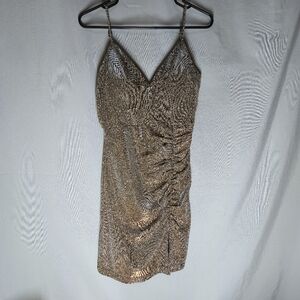 Le Chateau Gold Glitter Thin Strap Party Dress Size Small